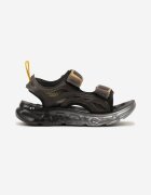  Sandale Sport Negre-Galbene cu Velcro și Talpă Embosată Ginkoa