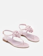  Sandale tip Papuci Mov Plate Ornamentate cu floare Candrea