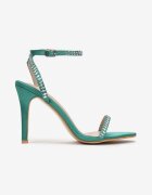  Sandale Verzi Din satin cu toc stiletto cu zirconii Kyiana