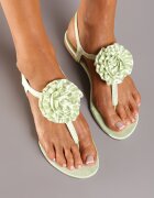  Sandale Verzi Plate Papuci Decorate cu floare Candrea