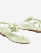  Sandale Verzi Plate Papuci Decorate cu floare Candrea