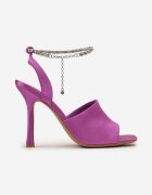  Sandale Violet cu toc stiletto cu lănțișor în jurul gleznei Malla