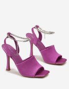  Sandale Violet cu toc stiletto cu lănțișor în jurul gleznei Malla