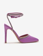  Sandale Violet cu toc stiletto decorate cu zirconii mici Nolsara