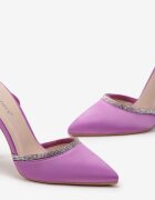  Sandale Violet cu toc stiletto decorate cu zirconii mici Nolsara