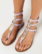  Sandale Violete Romane cu Ornament Metalic Nosania