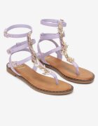  Sandale Violete Romane cu Ornament Metalic Nosania