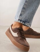santorio Adidași maro închis din piele întoarsă în stil clasic de tenis cu branț din piele Riosera