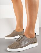 santorio Pantofi Slip-on Verde închis Perforați din Piele Naturală Parritia