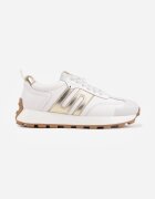 santorio Sneakers din piele naturală de căprioară cu cusături decorative Maliess Albi