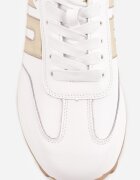 santorio Sneakers din piele naturală de căprioară cu cusături decorative Maliess Albi