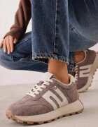 santorio Sneakers din piele naturală de căprioară cu cusături decorative Maliess Maro închis