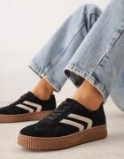santorio Sneakers negri din piele întoarsă în stil tenisi iconici cu branț din piele Berosele