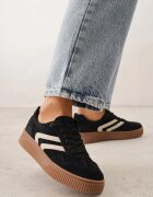 santorio Sneakers negri din piele întoarsă în stil tenisi iconici cu branț din piele Berosele