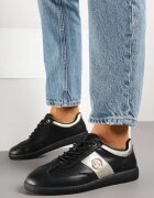 santorio Sneakerși din Piele Negru-Auriu Clasici cu Detalii Metalice Marins