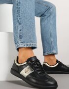 santorio Sneakerși din Piele Negru-Auriu Clasici cu Detalii Metalice Marins