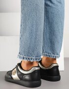 santorio Sneakerși din Piele Negru-Auriu Clasici cu Detalii Metalice Marins
