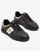 santorio Sneakerși din Piele Negru-Auriu Clasici cu Detalii Metalice Marins