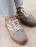santorio Sneakersy Gri închis din piele întoarsă în stilul adidașilor iconici cu branț din piele Berosele
