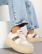 seastar Adidași bej cu imprimeu leopard pe talpă groasă cu baretă decorativă Viviriana