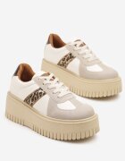 seastar Adidași bej cu imprimeu leopard pe talpă groasă cu baretă decorativă Viviriana