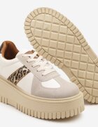 seastar Adidași bej cu imprimeu leopard pe talpă groasă cu baretă decorativă Viviriana