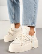 seastar Adidași bej cu Talpă Groasă și Șireturi Decorative Sovvia