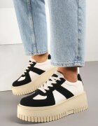 seastar Adidași Negru-Bej cu Talpă Groasă cu Curea Decorativă Viviriana