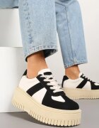 seastar Adidași Negru-Bej cu Talpă Groasă cu Curea Decorativă Viviriana