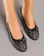 seastar Balerini Negre din plasă decorate cu zirconii și o fundiță Falondria