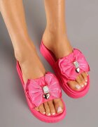 seastar Papuci fuchsia cu talpă groasă cu fundă decorativă Kinnela
