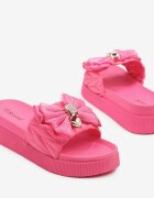 seastar Papuci fuchsia cu talpă groasă cu fundă decorativă Kinnela