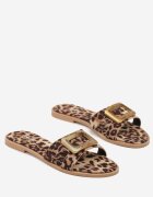 seastar Papuci leopard cu talpă plată cu aplicație metalică Salaminea