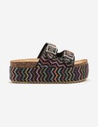 seastar Papuci Negri din Împletitură cu Platformă cu Model Geometric Fevonelle