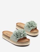 seastar Papuci Verzi Decorați cu Aplicație Împletită și Florală Kinellea