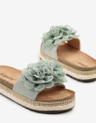 seastar Papuci Verzi Decorați cu Aplicație Împletită și Florală Kinellea