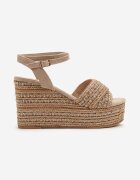 seastar Sandale Bej închis stil Boho cu talpă pană împletită decorate cu fir metalic Remolia