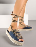seastar Sandale Bleumarin cu Talpă Împletită cu Înșiretare Decorativă Palitia