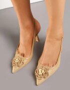 seastar Sandale Împletite Bej închis Slingback cu toc stiletto Decorate cu aplicație florală Willifia