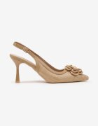 seastar Sandale Împletite Bej închis Slingback cu toc stiletto Decorate cu aplicație florală Willifia