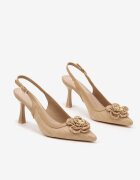 seastar Sandale Împletite Bej închis Slingback cu toc stiletto Decorate cu aplicație florală Willifia