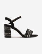 seastar Sandale Negre cu toc cu Zirconii Fendisa