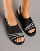 seastar Sandale Negre din plasă decorate cu zirconii Zelvia