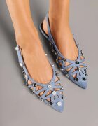 seastar Sandale Perforate Albastre Fără Spate cu Ornamente Lisadrra