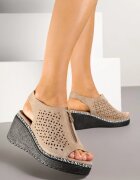 seastar Sandale perforate bej închis cu platformă cu fermoar Adivine