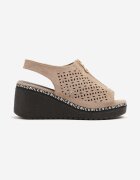 seastar Sandale perforate bej închis cu platformă cu fermoar Adivine