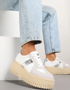 seastar Sneakers Alb-Gri cu Talpă Groasă cu Baretă Decorativă Viviriana