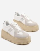 seastar Sneakers Alb-Gri cu Talpă Groasă cu Baretă Decorativă Viviriana