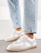 seastar Sneakers Alb-Gri în Stilul Tenisilor Clasici cu Talpă Împletită Fevanelle