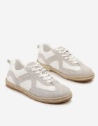 seastar Sneakers Alb-Gri în Stilul Tenisilor Clasici cu Talpă Împletită Fevanelle